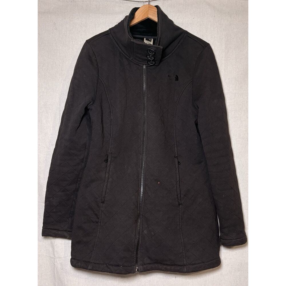 The North Face Arctic Quilted Fleece Jacket Women Sz XL Black Zip Mock Neck